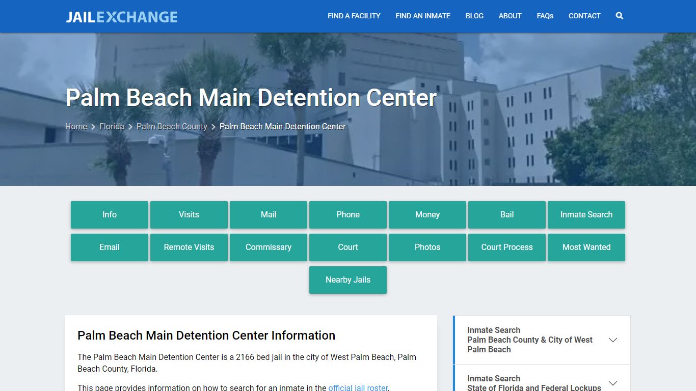 Palm Beach Main Detention Center, FL Inmate Search, Information